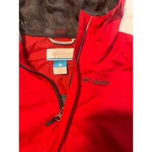 Columbia Omni-Tech Watertight Hooded Jacket Youth Small Red Full Zip Rain Coat